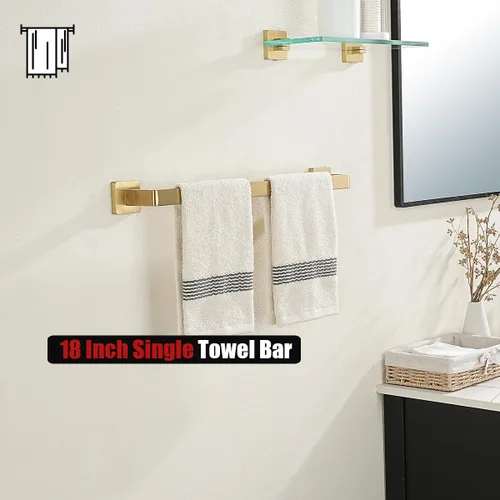 Miniatura 7 de JQK Barra para Toallas Dorada, Bordes Redondeados Barra para Toallas de 20.41 Pulgadas, Acero Inoxidable 304 Montaje en Pared de Baño, Longitud Oro