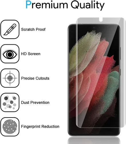 Miniatura 3 de TAURI Diseñado para Samsung Galaxy S21 Ultra 5G de 6.8 pulgadas, protector de pantalla de privacidad de película de TPU flexible + protector de Negro