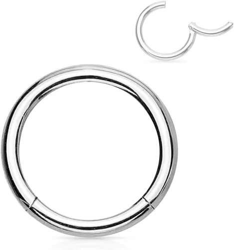 Forbidden Body Jewelry - Piercing para la nariz de acero quirúrgico 316L con bisagra, 14G, 16G, 18G, diámetro de 15/64, 5/16, 25/64, 15/32 pulgadas,