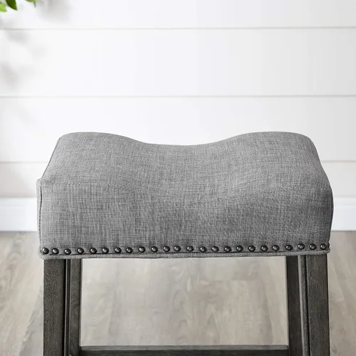 Miniatura 6 de Roundhill Furniture Coco - Taburetes de bar tapizados sin respaldo de 29 pulgadas de altura, juego de 2, gris
