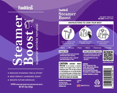 Miniatura 5 de Faultless Steamer Boost (2 unidades) – Spray removedor de arrugas para ropa – Vaporizador de tela para reducir el tiempo y el esfuerzo de vapor