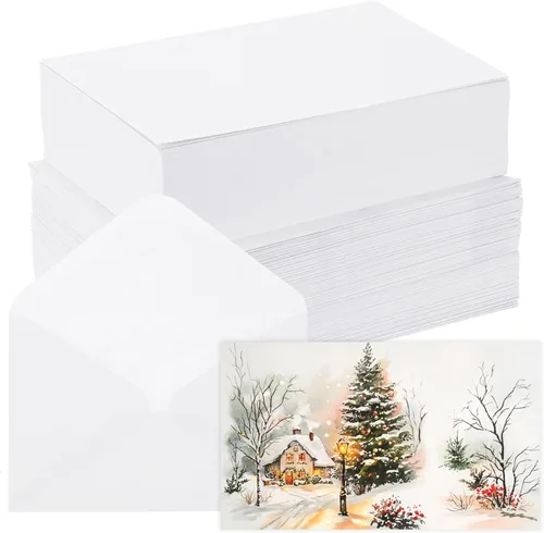 Miniatura 8 de Awclub 50 juegos de tarjetas de acuarela en blanco con sobres, tarjetas de papel de acuarela de algodón de 140 libras/300 GSM para pintura
