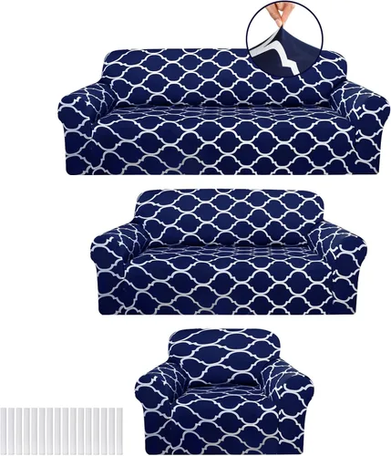 Miniatura 13 de Peryiter Juego de 3 fundas para sofá para sala de estar, fundas para muebles de sofá y sillones, funda para sillón con brazos, protector de muebles
