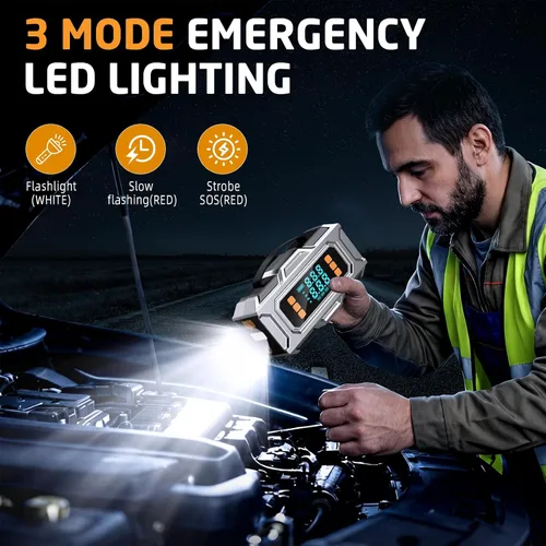 Miniatura 6 de Arrancador con compresor de aire, batería de coche de 8000 A (9.0 gas/8.0L diesel), batería de coche de 180 PSI, caja de salto portátil de 12 V