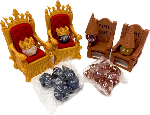 Miniatura 5 de MunnyGrubbers - Jaula de la cárcel de dados - Silla Time Out y sombrero de dunce - Silla de la vergüenza - Corona de Crit y Trono de la Suerte