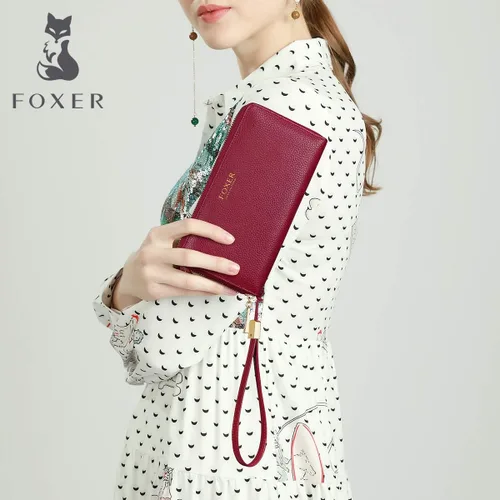 Miniatura 7 de FOXLOVER Carteras de cuero genuino para mujer, con bloqueo RFID, con cremallera, con pulsera