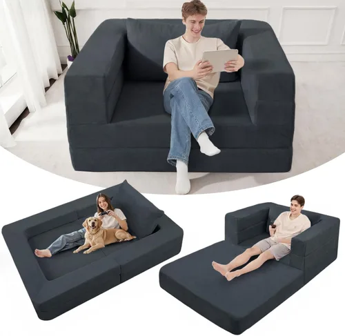 Miniatura 20 de Cama humana gigante para perro, cama 3 en 1 para perro de tamaño humano con funda de piel sintética lavable, cama grande plegable humana para Blanco
