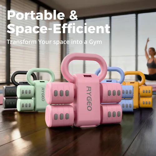 Miniatura 2 de Juego de mancuernas ajustables 2 en 1 para mujer, 4 niveles (2.2 libras a 12.1 libras), pesas de gimnasio en casa para mujeres en casa, mancuernas