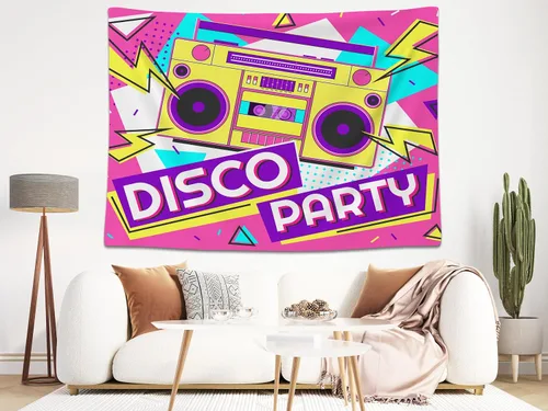 Miniatura 4 de 5x3ft Disco Party Backdrop Retro Boombox Colorful Geometric Patterns Background for 70s 80s 90s Night Club Dancing Music Birthday Lets Boogie Party