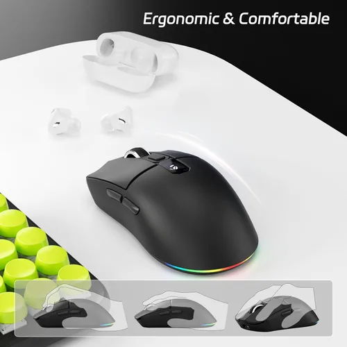 Miniatura 8 de Uciefy Ratón inalámbrico Bluetooth, triple modo (2.4G+BT5.0+BT5.1), mouse Bluetooth LED, USB C recargable con pantalla LED, ratones de computadora