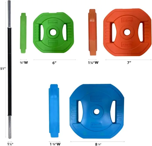 Miniatura 3 de Garvee Juego de pesas ajustables con pesas libres, juego de bomba cardiovascular ajustable para gimnasio en casa, multicolor, 44.1 lbs
