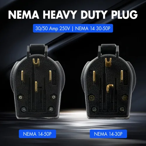 Miniatura 2 de Micmi Enchufe de hoja recta angular, enchufe angular macho de reemplazo para secador AC, enchufe para soldador NEMA 6-30P 6-50P, 50 A, 250V negro
