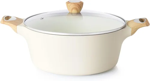SENSARTE Olla de Cocina de Cerámica Antiadherente con Tapa, Olla de Sopa de 2.6/4.5/6.6/8.5 QT, Olla para Guisos y Pasta Saludable, Olla Grande para