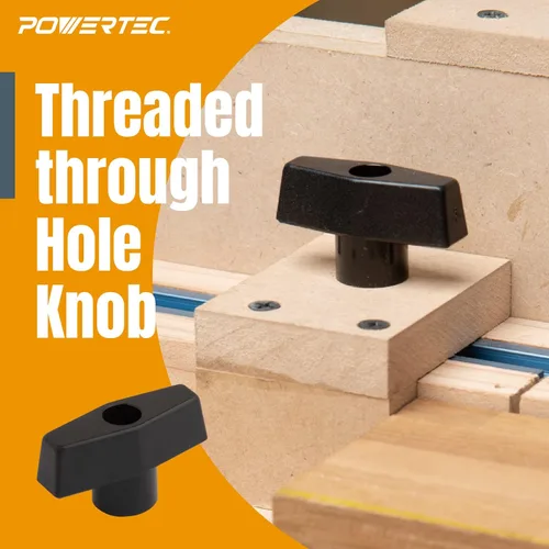 Miniatura 4 de POWERTEC Kit de abrazadera de palanca y perilla de pista en T, herramientas de carpintería para pista en T, 4 unidades, capacidad de sujeción de 300