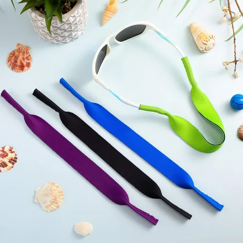 Miniatura 3 de Weewooday 4 correas antideslizantes para lentes de sol para niños, correa ancha, retenedor de gafas (negro, azul, verde, morado)