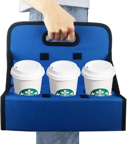 Miniatura 8 de Boczif Cup Caddy - Portabebidas portátil o latas reutilizables, soporte para 6 tazas con asa, se pliega para llevar café, vino, cócteles, asegura