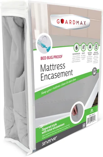Miniatura 53 de Guardmax Funda de colchón de punto con cremallera, tamaño Queen, impermeable y a prueba de chinches, ropa de cama cómoda, suave y silenciosa con 2