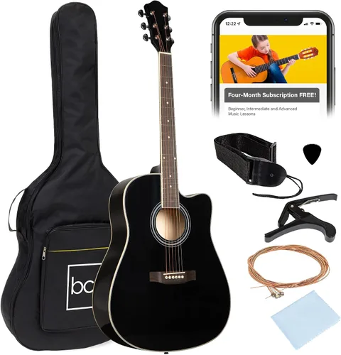 Miniatura 11 de Best Choice Products Guitarra Acústica para Principiantes de 41 Pulgadas, Tamaño Completo, Toda de Madera con Cutaway, Juego de Inicio con Funda
