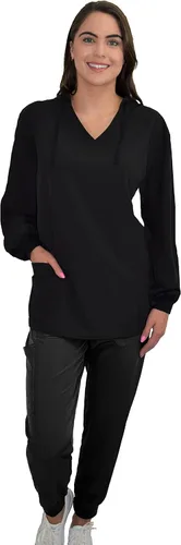 Miniatura 14 de Green Town Ropa quirúrgica para mujer – Sudadera con capucha, 4 bolsillos, ligera, tela elástica, fácil cuidado