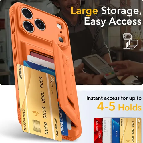 Miniatura 2 de Oterkin Funda tipo cartera para iPhone 17 Pro Max [4-5 tarjeteros] [Soporte] [Protección completa de la cámara] [Bloqueo RFID]