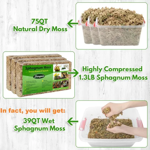 Miniatura 2 de Mezcla para macetas de orquídeas de musgo esfagnum de alta calidad, 25 cuartos de galón de turba natural para plantas, medio de cultivo de plantas