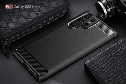 Miniatura 2 de Funda para Samsung Galaxy S22 Ultra - Textura de fibra de carbono, antiarañazos, absorción de golpes (negro)