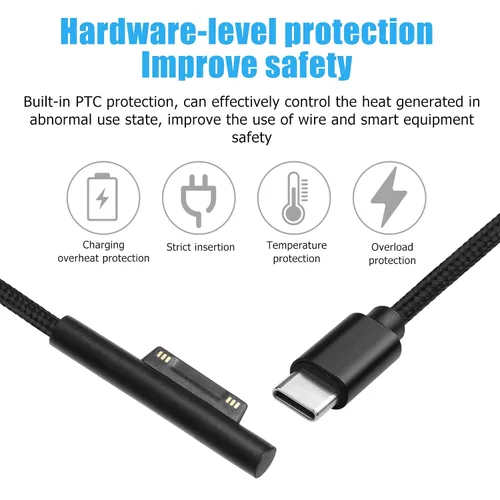 Miniatura 6 de YACSEJAO Cable de carga Surface Pro USB-C de 15 V/3 A, 60 W, conexión de superficie a USB C, cable de carga para Surface Pro 7/6/5/4/3 Go3/2/1 y más
