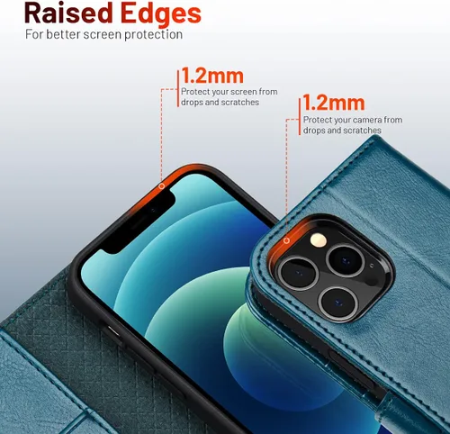 Miniatura 4 de OCASE Compatible con Funda iPhone 12/Compatible con Funda Billetera iPhone 12 Pro, Funda de Cuero PU con Tapa y Portadores de Tarjetas con Bloqueo