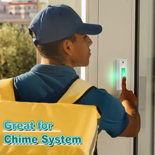 Miniatura 5 de Saillong Botón de timbre con iluminación LED con cable, botones de timbre de repuesto para puerta de garaje, botón de montaje en pared, interruptor