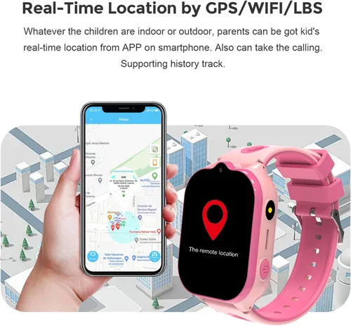 Miniatura 6 de Reloj inteligente 4G para niños, rastreador GPS, relojes inteligentes con videollamadas, juegos de rompecabezas de llamadas bidireccionales, chat