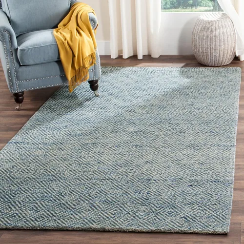 Miniatura 26 de SAFAVIEH Colección Natura - Alfombra decorativa de 2 x 3 pies, azul, lana hecha a mano, ideal para áreas de alto tráfico en entrada, sala de estar