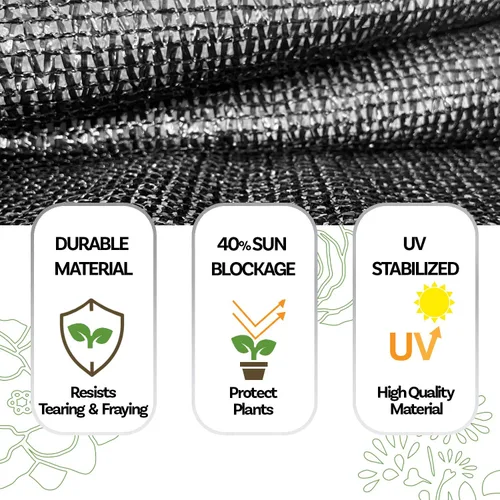 Miniatura 3 de Alion Home Tela 40% de protección solar con ojales, red de jardín, cubierta de sombra para plantas de jardín y patio, color negro (6 x 4 pies)