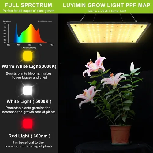 Miniatura 2 de Luz LED de crecimiento de espectro completo para plantas de interior con UV e IR, luz solar simulando plantas colgantes para plantas de semillero