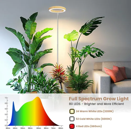 Miniatura 4 de Kullsinss Luces de cultivo para plantas de interior, luces de espectro completo para plantas de cultivo en interiores con temporizador de 6/12/16H
