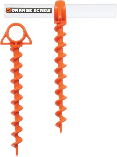 Orange Screw Anclajes de tierra definitivos: estacas de tienda de campaña atornilladas resistentes para viento fuerte, arena, toldos y campamentos.