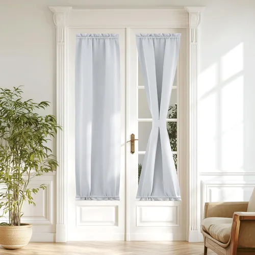 Miniatura 165 de NICETOWN Cortinas opacas unicolor con aislamiento térmico para puerta francesa, granja, oscurecimiento de habitación, puertas y ventanas de Marrón