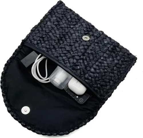 Miniatura 5 de Bolsos de mano de paja para mujer, bolsos tejidos de paja de maíz, bolsos de playa