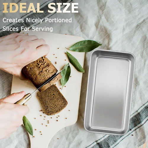 Miniatura 6 de TeamFar Molde para Pan, 9¼" × 5" Molde para Pan de Carne de Acero Inoxidable para Hornear Pan Pastel Tostadas, Saludable y Duradero, Apto