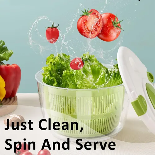 Miniatura 4 de Escurridor de ensalada, lavadora de verduras de 5 litros con cuenco y colador, multiuso para lechuga, lavadora de frutas, hilandero de pasta y papas