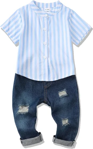 Miniatura 7 de Renotemy Ropa de bebé para niño, trajes de mezclilla, sudadera con capucha para bebés, pantalones de mezclilla, ropa para niños pequeños