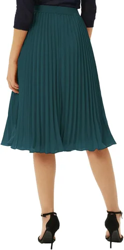 Miniatura 20 de GRACE KARIN - Falda plisada de gasa para mujer, con cintura alta y elástica, vuelo, corte acampanado y longitud por debajo de la rodilla