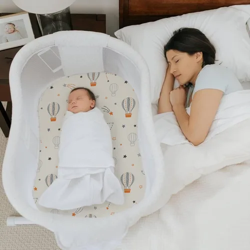 Miniatura 6 de Juego de sábanas ajustadas para moisés Brolex, 2 unidades, sábanas para cuna para reposapiés/colchón, unisex para niños y niñas, ultra suave, Globo