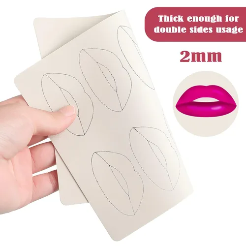 Miniatura 6 de Maitys - 5 hojas de tatuaje de labios para práctica, colorete de labios, práctica de microblading, piel falsa para suministros de máquina