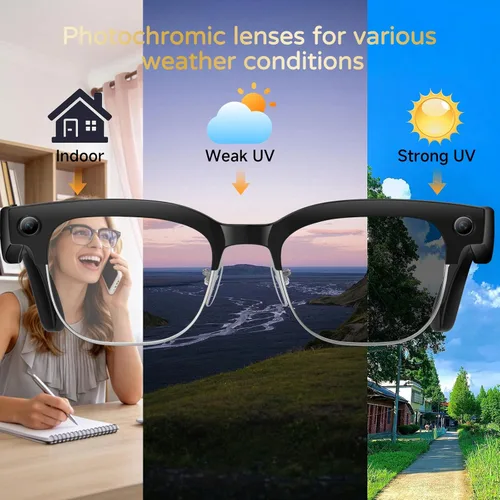 Miniatura 5 de Lentes inteligentes AI con cámara, video HD 4K de 8 MP y captura de fotos, traducción en tiempo real, gafas de grabación con asistente de IA, audio