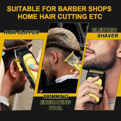 Miniatura 7 de Cortadora de pelo profesional inalámbrica para hombres, juego de cortapelos recargable y recortadora de barba con hoja en T, palanca ajustable