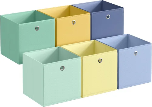 Miniatura 10 de SONGMICS Cubos de almacenamiento, juego de 6 cajas de almacenamiento plegables sin olor, 10.2 x 10.2 x 11 pulgadas, organizadores de armario
