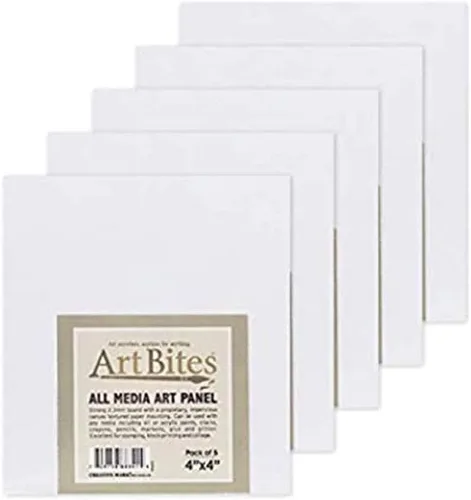 Creative Mark ArtBites - Paquete de 5 tableros texturizados de lona, mini lienzos montados en tablero de 0.091 in para pintar, bocetar, imprimir y