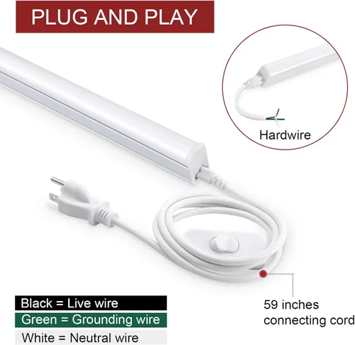 Miniatura 3 de Paquete de 8 luces LED de tienda de 2 pies, 10 W, 1100 lúmenes, 4000 K, luz blanca fría, luz debajo del gabinete y luz de techo LED