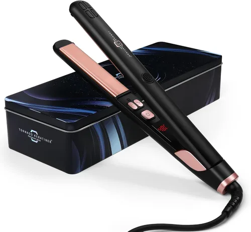 Enderezadora y rizador 2 en 1 con pantalla LCD, calentamiento rápido de 15 segundos, ultra caliente para cabello americano y africano, temperatura