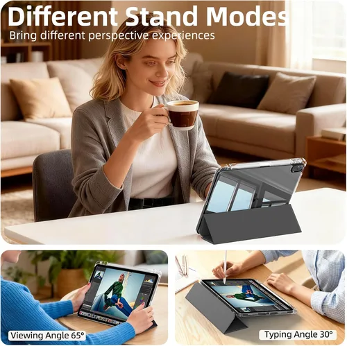 Miniatura 6 de KENKE Funda transparente para iPad Air de 11 pulgadas M3/M2 (2025/2024), iPad Air de 5ª/4ª generación (2022/2020) de 10.9 pulgadas con soporte